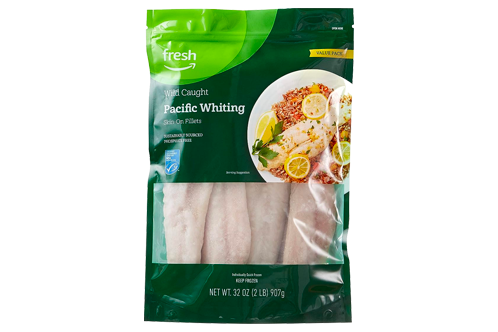 Fresh Brand – Wild Caught Pacific Whiting Skin-On Fillets Value Pack, 2 lb (Frozen)