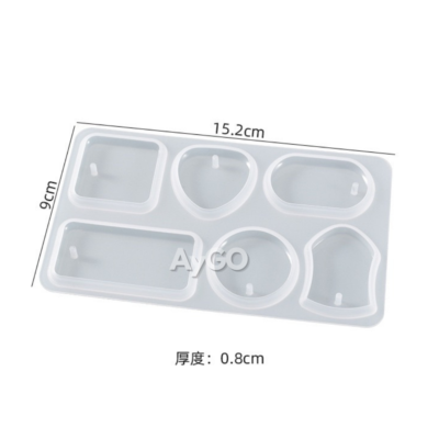 6 Shape Cetakan Silikon Gantungan kunci / Keychain Mold Mini For Resin